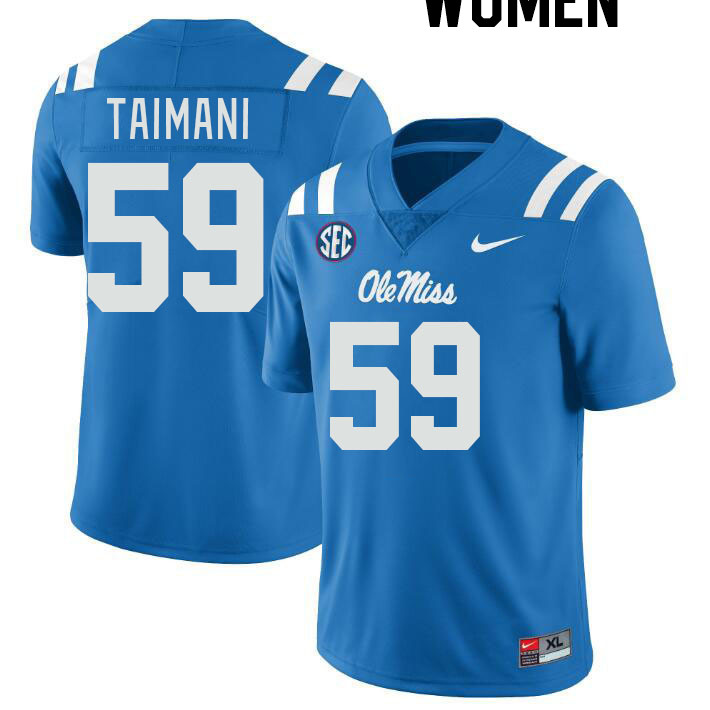 Women #59 Mana Taimani Ole Miss Rebels College Football Jerseyes Stitched Sale-Powder Blue
